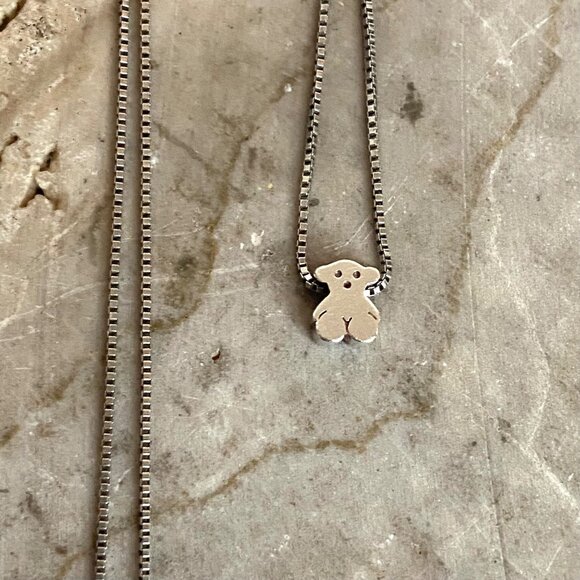 Signed TOUS Iconic Bear Sterling Silver 925 Sweet Dolls Bear Pendant Necklace - Picture 1 of 16